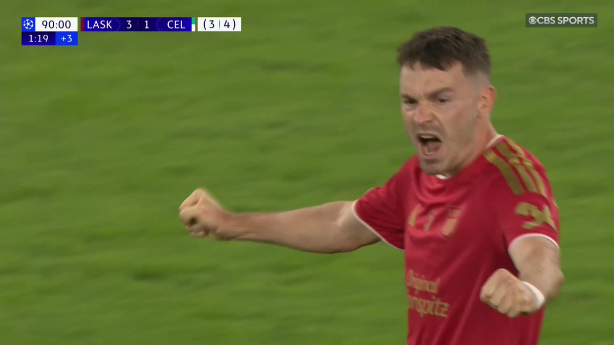 22': LASK 0-1 Celtic (0-4 agg.) 33': LASK 1-1 Celtic (1-4 agg.) 48': LASK 2-1 Celtic (2-4 agg.) 58': LASK 3-1 Celtic (3-4 agg.) 90+2': LASK 4-1 Celtic (4-4 agg.) INSANE COMEBACK FROM THE AUSTRIAN CHAMPIONS ARE WE'RE GOING TO EXTRA TIME ON @PARAMOUNTPLUS 🤯📺