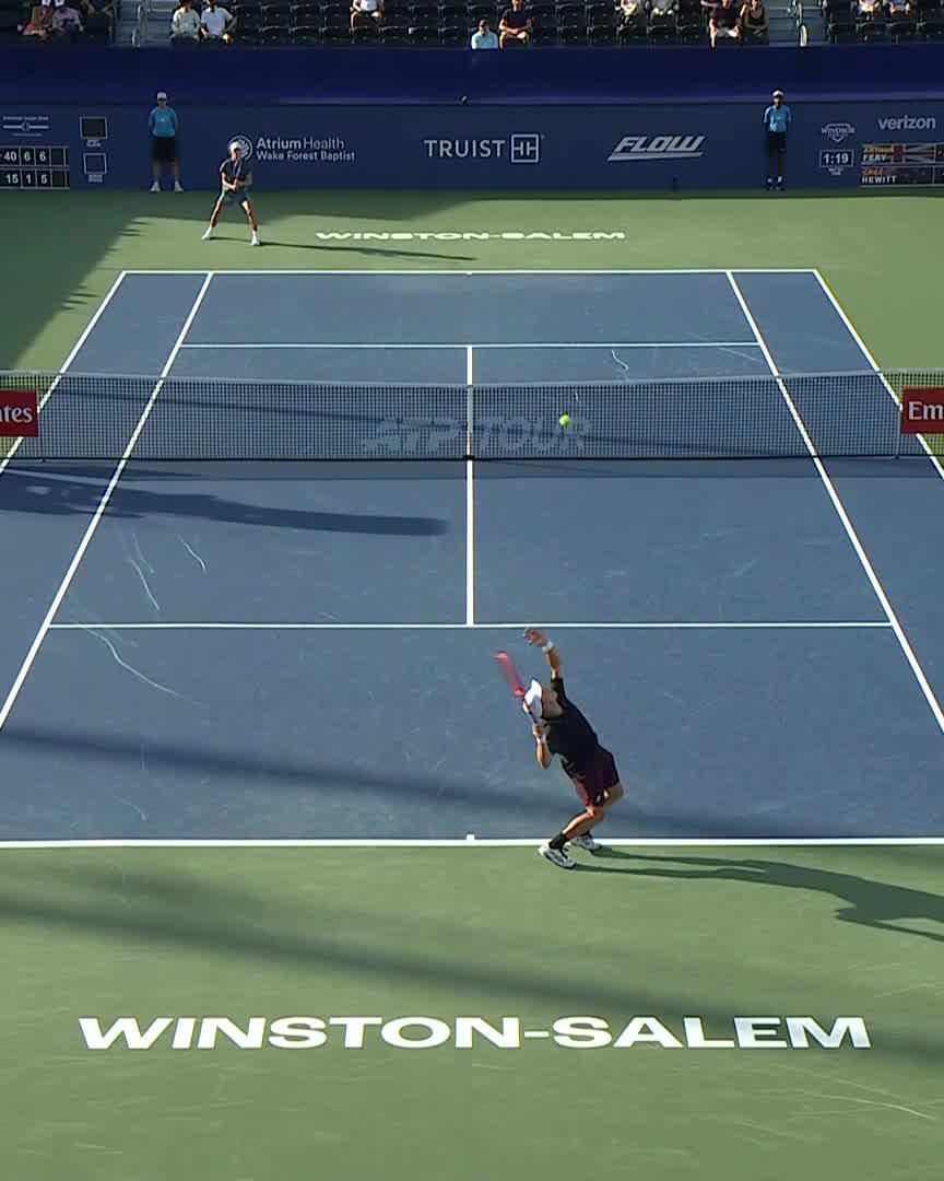 5 set points saved 👏 4th seed Arthur Fery fends off Cruz Hewitt 6-1, 7-5 to get underway in Winston Salem! #WSOpen
