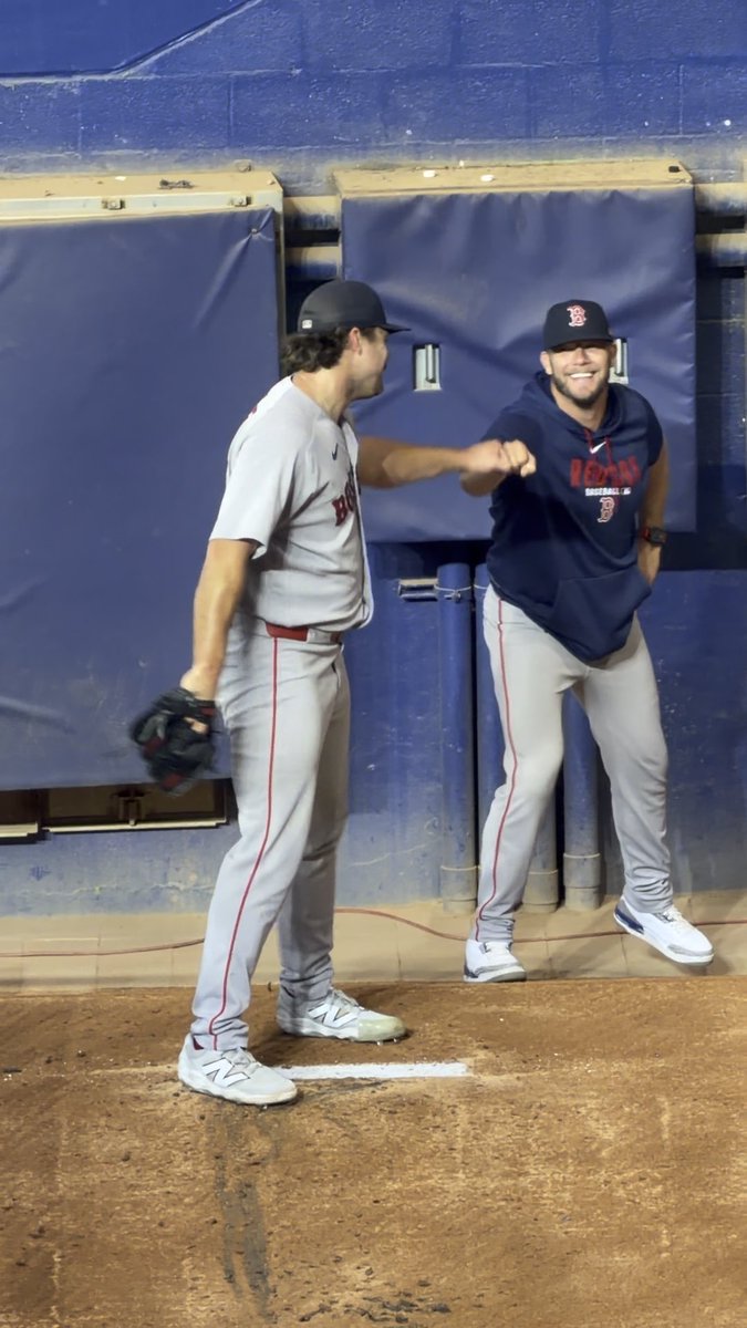 Payton Tolle and Andrew Bailey laughing about how loud the pop of the glove was during his pregame bullpen!