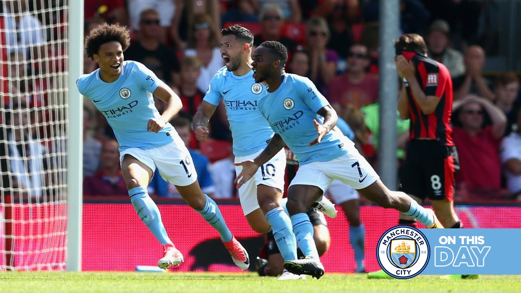 #OnThisDay: Bournemouth 1-2 #ManCity [2017] ⚽️ [13'] Charlie Daniels - ⚽️ [21’] Gabriel Jesus ⚽️ [90+7’] Raheem Raheem Sterling
