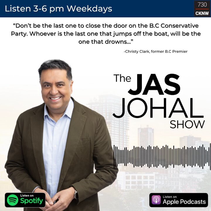Since Kerry-Lynne Findlay took over as the leader of the B.C Conservatives, 3 MLAs have stepped down from the party. Former B.C Premier Christy Clark joined Jas Johal to share what advice she has for MLAs who are still on the B.C Conservative ship. Listen live: Listen to the full interview on The Jas Johal Show podcast: #bcpoli #cdnpoli