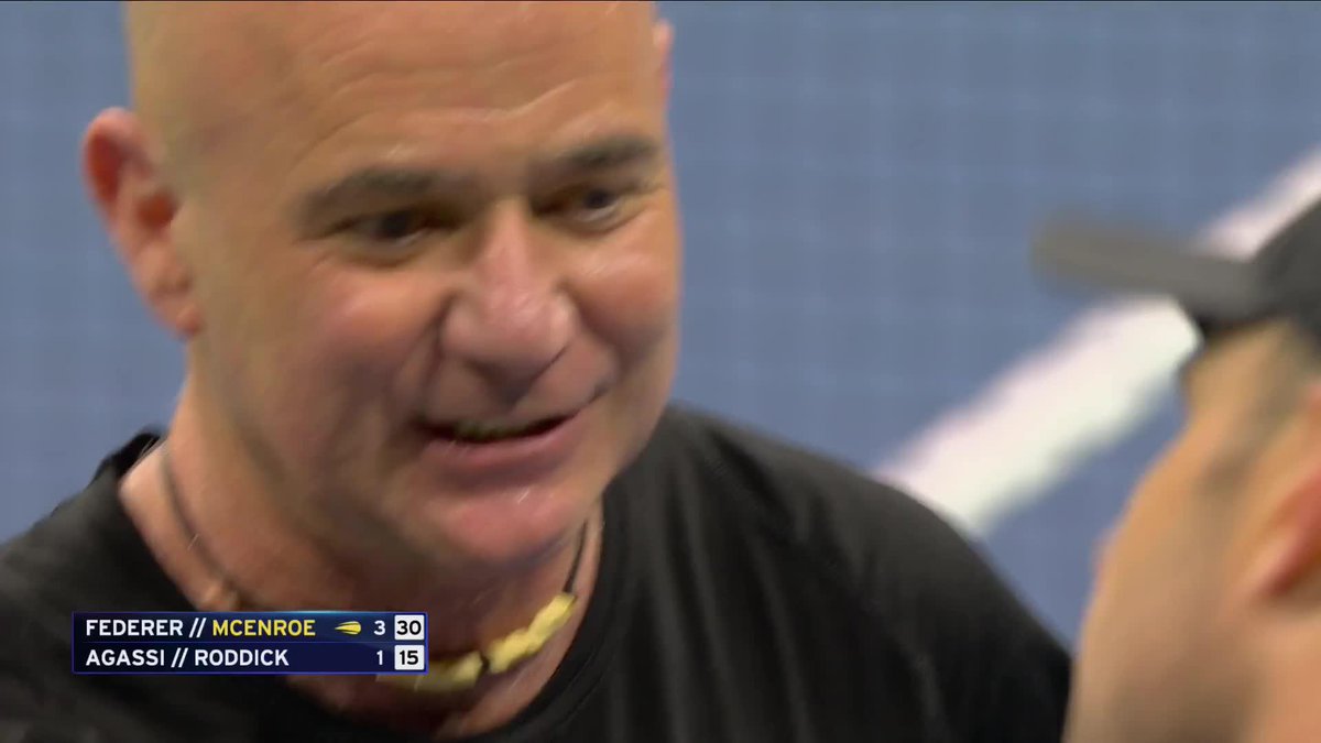 Andre Agassi showing off the hands!