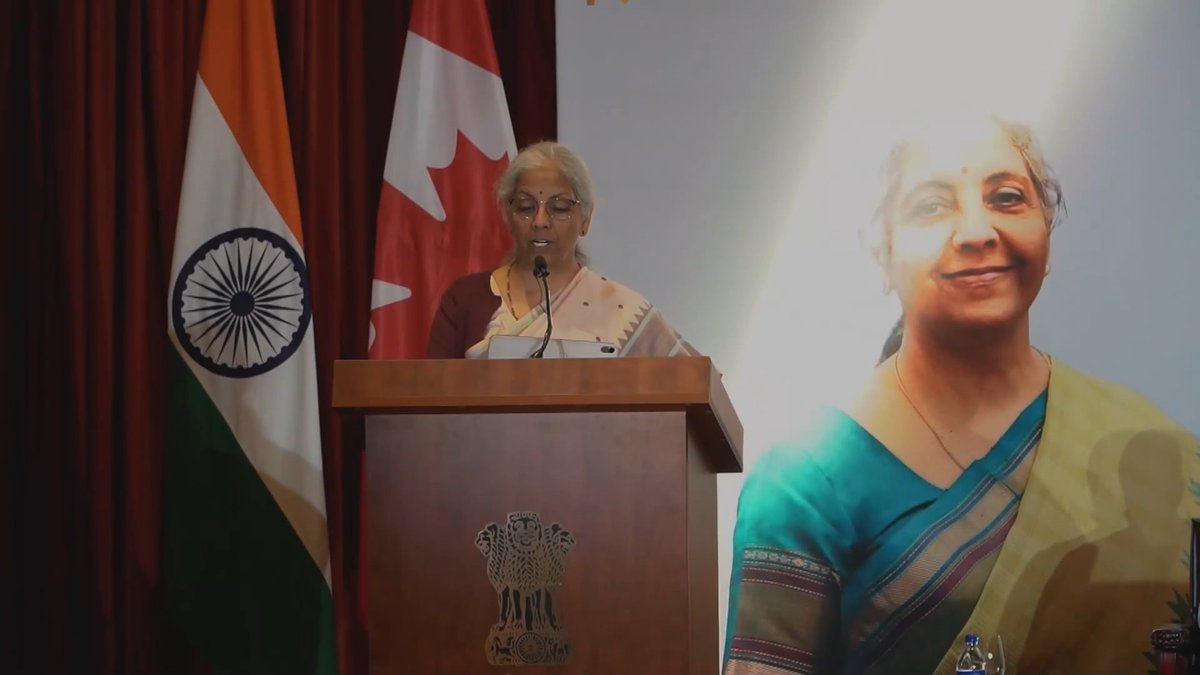 India-Canada bilateral relations have seen a remarkable transformation in recent times, underpinned by our shared values of democracy and pluralism, expanding economic engagement, an unprecedented pace of high-level interactions and the strength of our people-to-people ties. This is a community that sits inside Canadian boardrooms, on the trading floors of Bay Street, inside the risk committees of the pension funds. It is, in the truest sense, a strategic bridge between two vibrant democracies and two innovation-driven economies. - Smt Nirmala Sitharaman in Toronto (1/n)