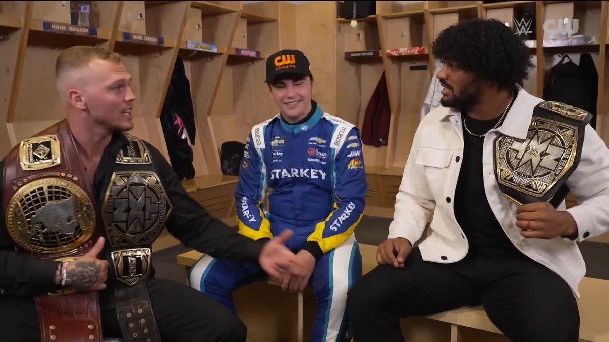 We love seeing the NXT Tag Team Champions chopping it up with Sam Mayer!! 🙌 Myles Borne | THE KID | Tavion Heights WWE