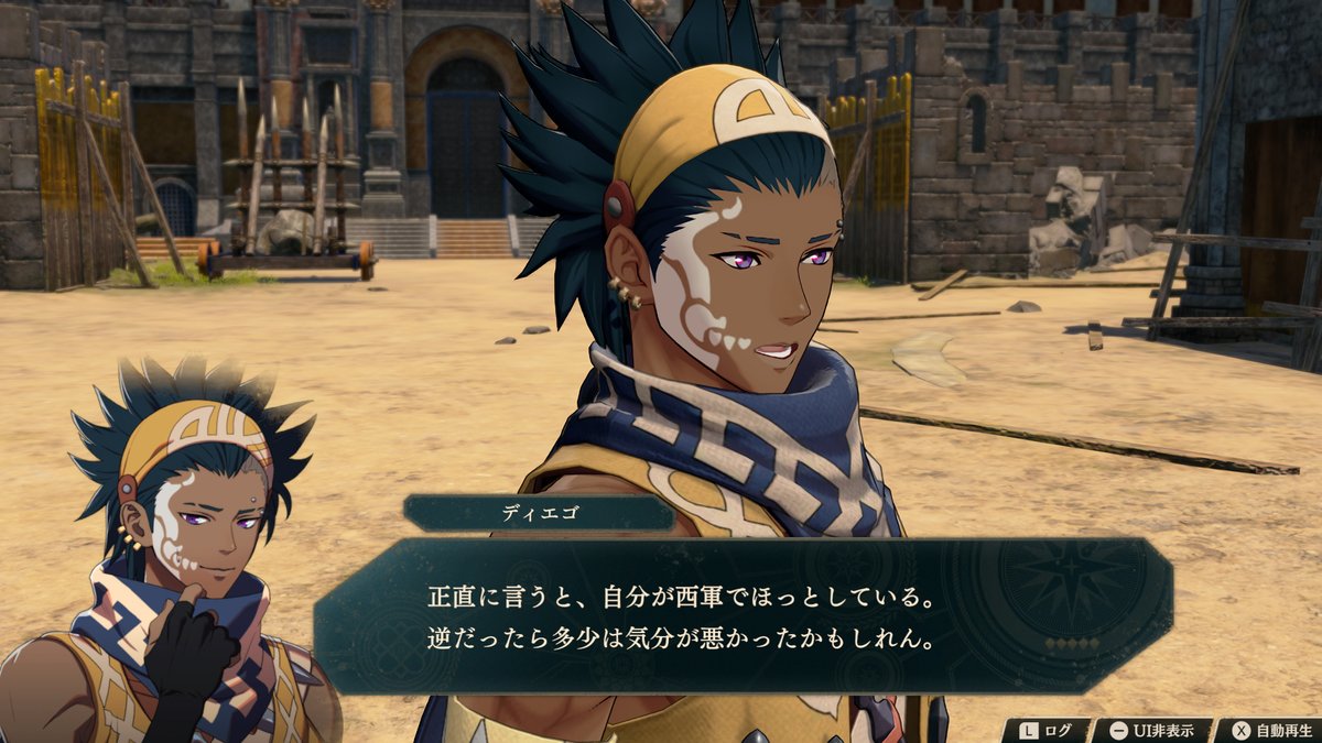 大剣闘祭の試合直前のワンシーン。ディエゴのルーツが本人の口から語られています。#FE万紫千紅