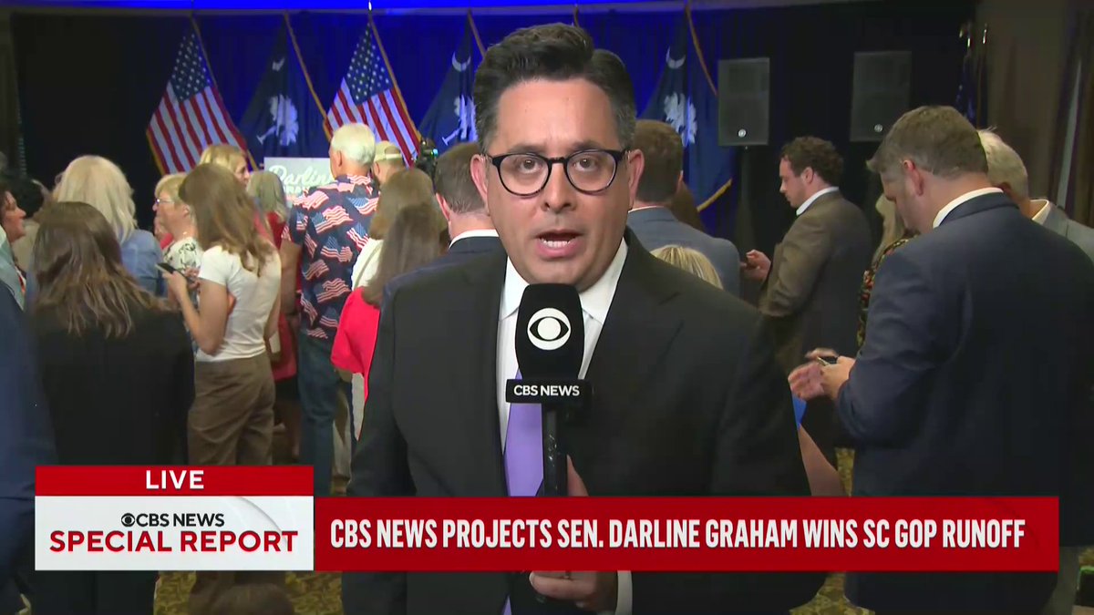 Sen. Darline Graham won the Republican Senate runoff in South Carolina on Tuesday night, CBS News projects, defeating Rep. Ralph Norman in the special primary to replace Graham's late brother, Sen. Lindsey Graham, on the ballot this November. Ed O'Keefe reports.