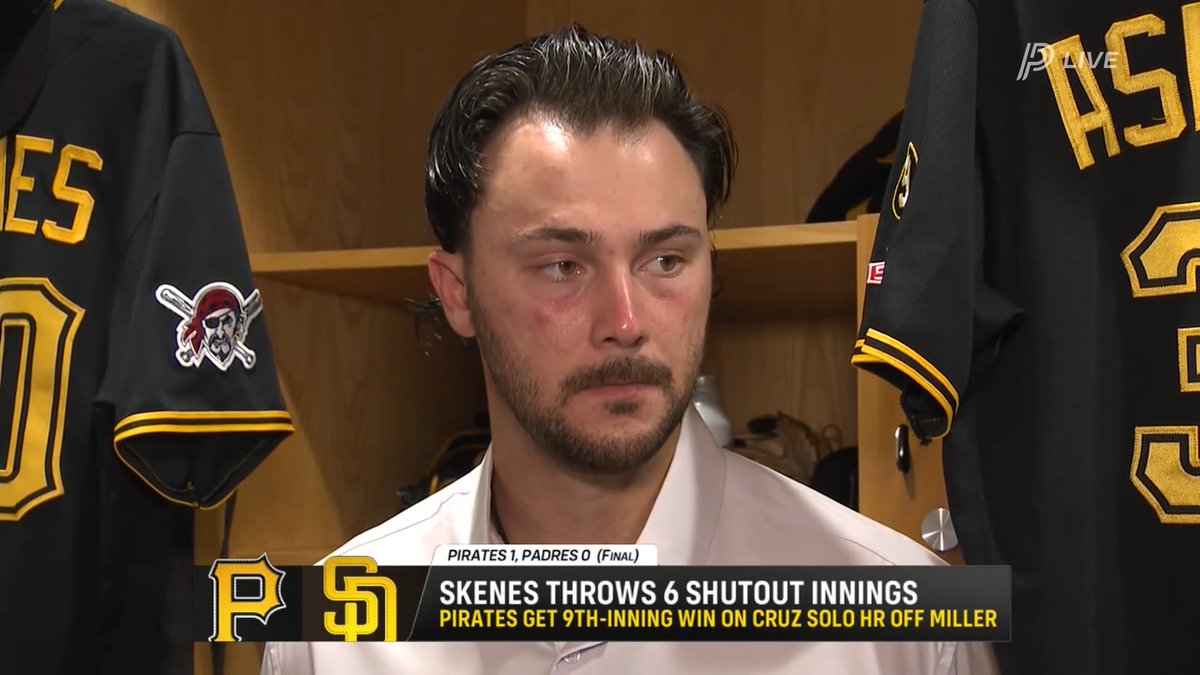 Paul Skenes on his increased velo tonight... "Gun must be hot here. With Miller throwing as hard as he does, that's gotta be it?" 😭 😆