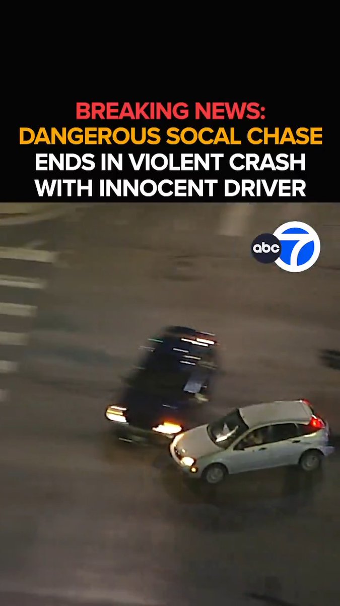 #BREAKING: A dangerous pursuit through Highland Park ends in a violent crash, with the suspect T-boning an innocent driver. AIR7 reporter @ABC7ChrisCristi over the termination with an update on the crash, the suspect, and innocent driver's condition. Tonight at 11 from ABC7