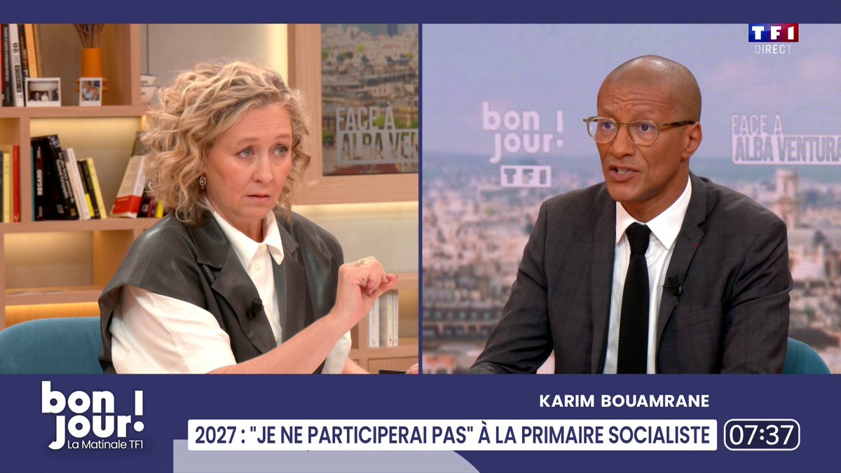 🔴🗣️ Présidentielle 2027 - Karim Bouamrane annonce qu'il est "plus que jamais candidat pour battre Marine Le Pen et/ou monsieur Mélenchon (mais) je ne passe pas par la case primaire" #FaceÀAlbaVentura sur TF1 cc Alba Ventura ⬇️