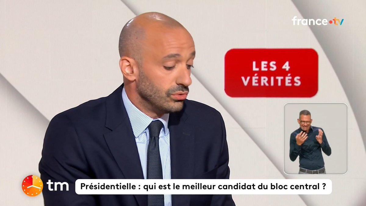 🗣️ "Je soutiendrai Édouard Philippe dans cette élection présidentielle. Je pense qu'il est le mieux placé pour faire l'alliance du centre et de la droite." 🔴 Benjamin Haddad, ministre délégué chargé de l'Europe, affirme son soutien à Édouard Philippe. #Les4Vérités
