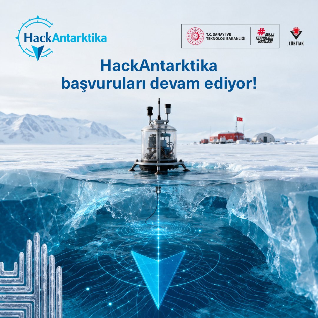 Fikrinizi dünyanın en sıra dışı araştırma alanlarından biri olan Antarktika’ya taşımaya hazır mısınız? 🌍 HackAntarktika’da, TÜBİTAK Kutup Araştırmaları Enstitüsü’nün araştırmalarına katkı sağlayacak fikirler yarışıyor. Hackathon kapsamında seçilecek fikir, Cumhurbaşkanlığı himayelerinde; Sanayi ve Teknoloji Bakanlığı öncülüğünde ve TÜBİTAK KARE koordinasyonunda gerçekleştirilecek 11. Ulusal Antarktika Bilim Seferi’ne katılma fırsatı yakalayacak. Siz de hemen başvurun, fikrinizi Antarktika’ya taşıma fırsatını kaçırmayın. ❄️ Detaylı bilgi ve başvuru👉🏻 TÜBİTAK