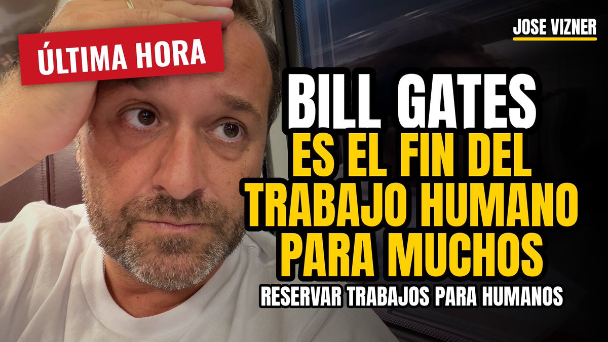 🚨 ÚLTIMA HORA: Bill Gates predice el fin del trabajo en múltiples sectores. Propone un nuevo contrato social que reserve trabajos para humanos dice que ya hemos cruzado TODOS los umbrales de peligro de la IA. Bioterrorismo. Ciberataques. Destrucción de empleo. Dependencia psicológica. Pérdida de control. Los cinco. Y dice que está en shock por la falta de preocupación fuera del sector. Su propuesta: impuesto a los tokens y a los robots, y empleos reservados a humanos. Derecho, medicina, software, atención al cliente e industria: los primeros en caer. El mayor optimista tecnológico del planeta acaba de cambiar de bando.
