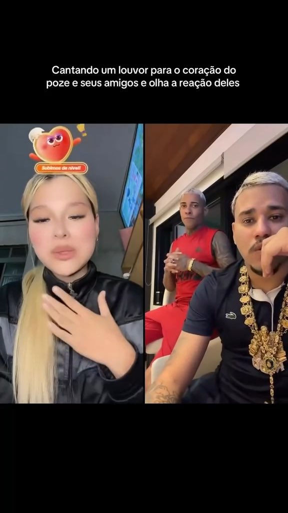 🚨 DEU O QUE FALAR NA LIVE! 👀🔥 A cantora gospel Nicolle Kaduta entrou na live do MC Poze do Rodo e soltou a voz ao vivo durante a transmissão. O momento chamou atenção pela reação do DJ RW, que ficou visivelmente emocionado e com uma expressão de quem realmente sentiu o louvor. 🙏🥹