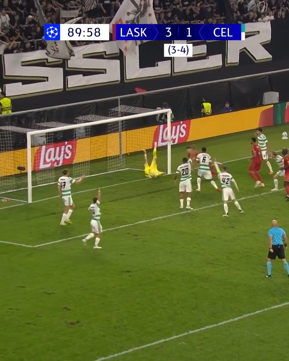⏱️ 21': LASK 0-4 Celtic (agg) ⏱️ 90': LASK 4-4 Celtic (agg) 🤯😱 #UCL
