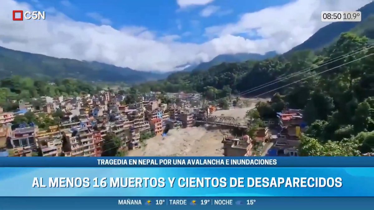 Tragedia en Nepal por una avalancha e inundaciones: hay al menos 16 muertos y cientos de desaparecidos 📲 #C5N en vivo: