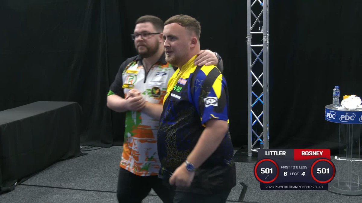 LITTLER RECOVERS! After falling behind early in the game, Luke Littler wins four straight legs to beat Stephen Rosney in round one of Players Championship 28! 📺 #PC28
