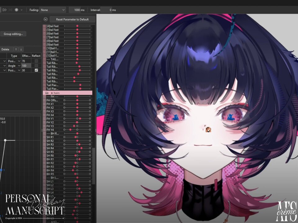 hair rigging is my passion 🐱 #Live2DWIP
