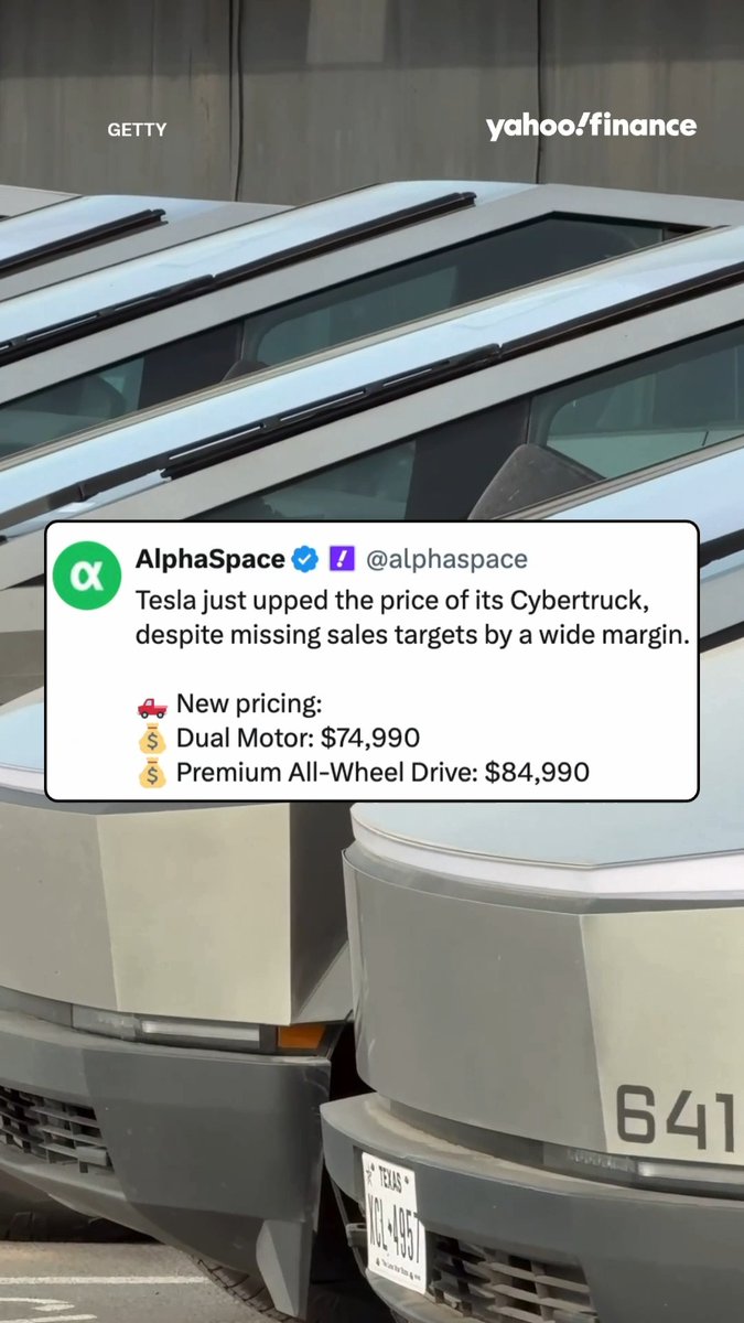 Sales are down, but the price is going up. 💸 Tesla just bumped the Cybertruck price by $5,000 despite first-half sales dropping over 30%. Would you still buy one, or is the hype fading?
