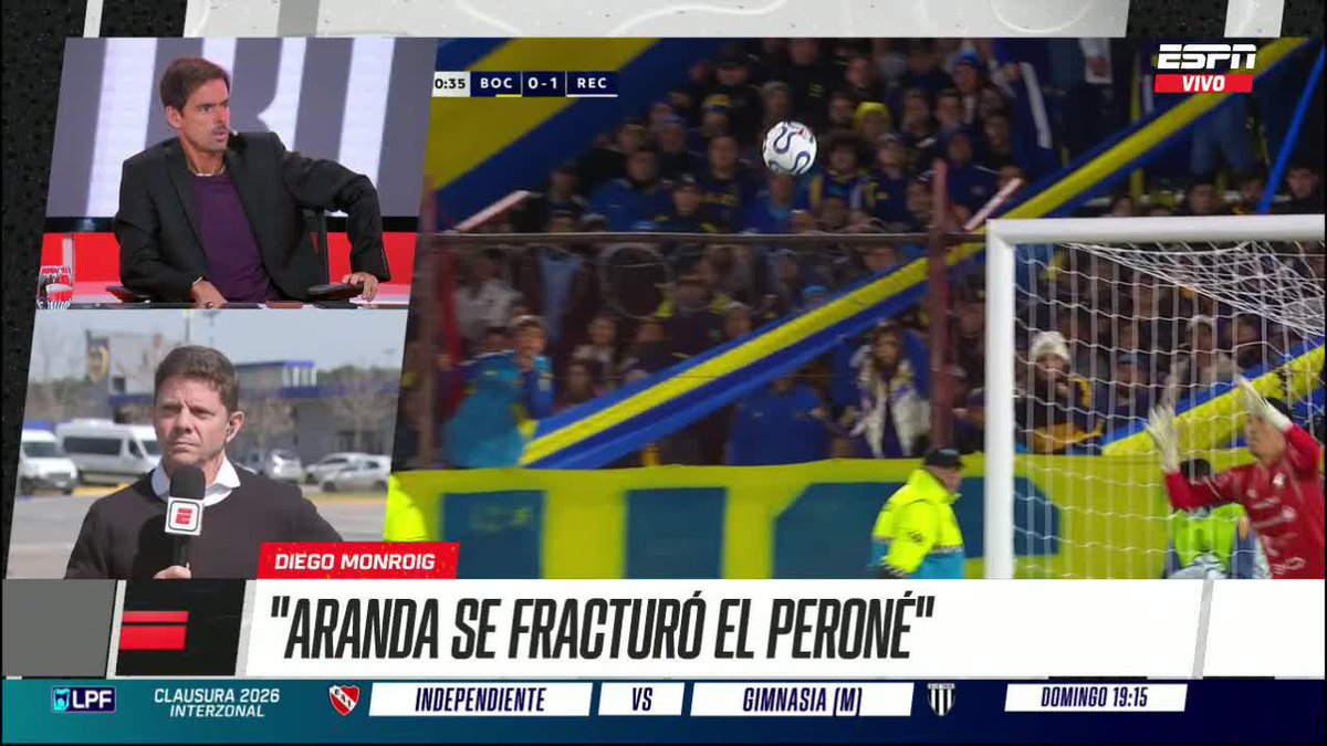 ‼️ LESIÓN GRAVE DE ARANDA EN BOCA ▶️ Mirá #ESPNF12 en el Plan Premium de #DisneyPlus