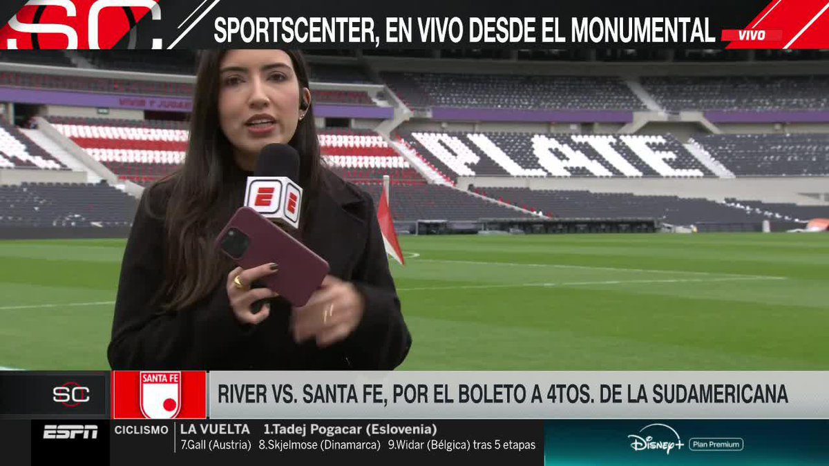 ASÍ LUCE LA CANCHA PARA RIVER VS SANTA FE #SportsCenter El estadio Monumental está listo para recibir la vuelta de octavos de CONMEBOL Sudamericana. Mira #SportsCenter en el Plan Premium de #DisneyPlus