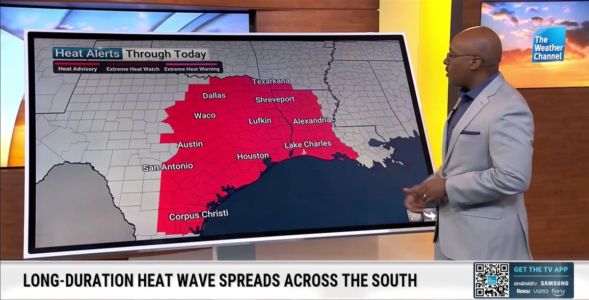 Heat advisories are in effect across parts of Texas and Louisiana today as dangerously hot temperatures continue into the weekend: