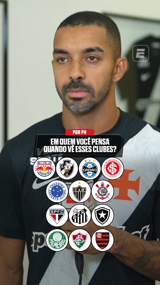 Paulo Henrique, do Vasco, diz qual jogador vem à cabeça ao ouvir o nome de cada clube brasileiro. 🎥 ESPN Brasil