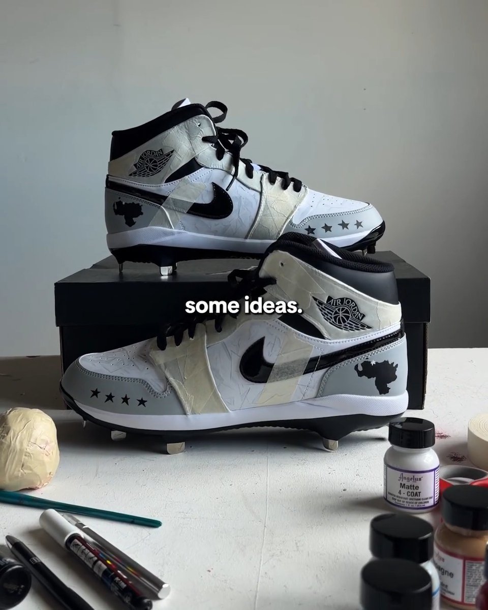 William Contreras grew up playing baseball with a broomstick bat and a ball made out of paper and tape. From a small village in Venezuela to the big leagues, Contreras hasn't forgotten his roots and chose to honor his childhood with a custom pair of cleats 💛 Cleats designed with Adobe Firefly and Adobe Adobe Photoshop
