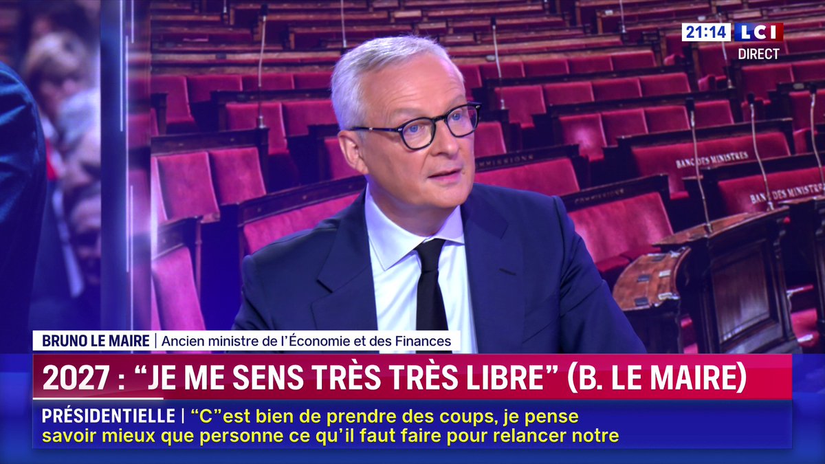 🗣️ "Je me sens très bien et surtout très libre" confie Bruno Le Maire 📺 Face à Darius Rochebin