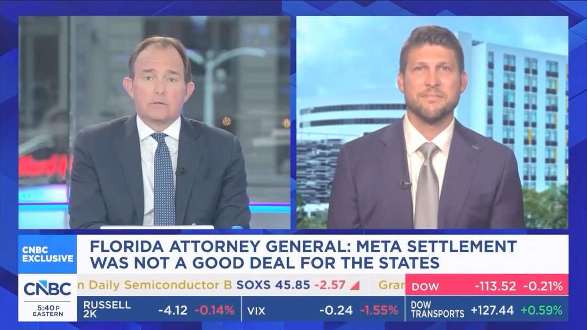 I joined Brian Sullivan on CNBC to discuss why Florida didn't join the Meta settlement.