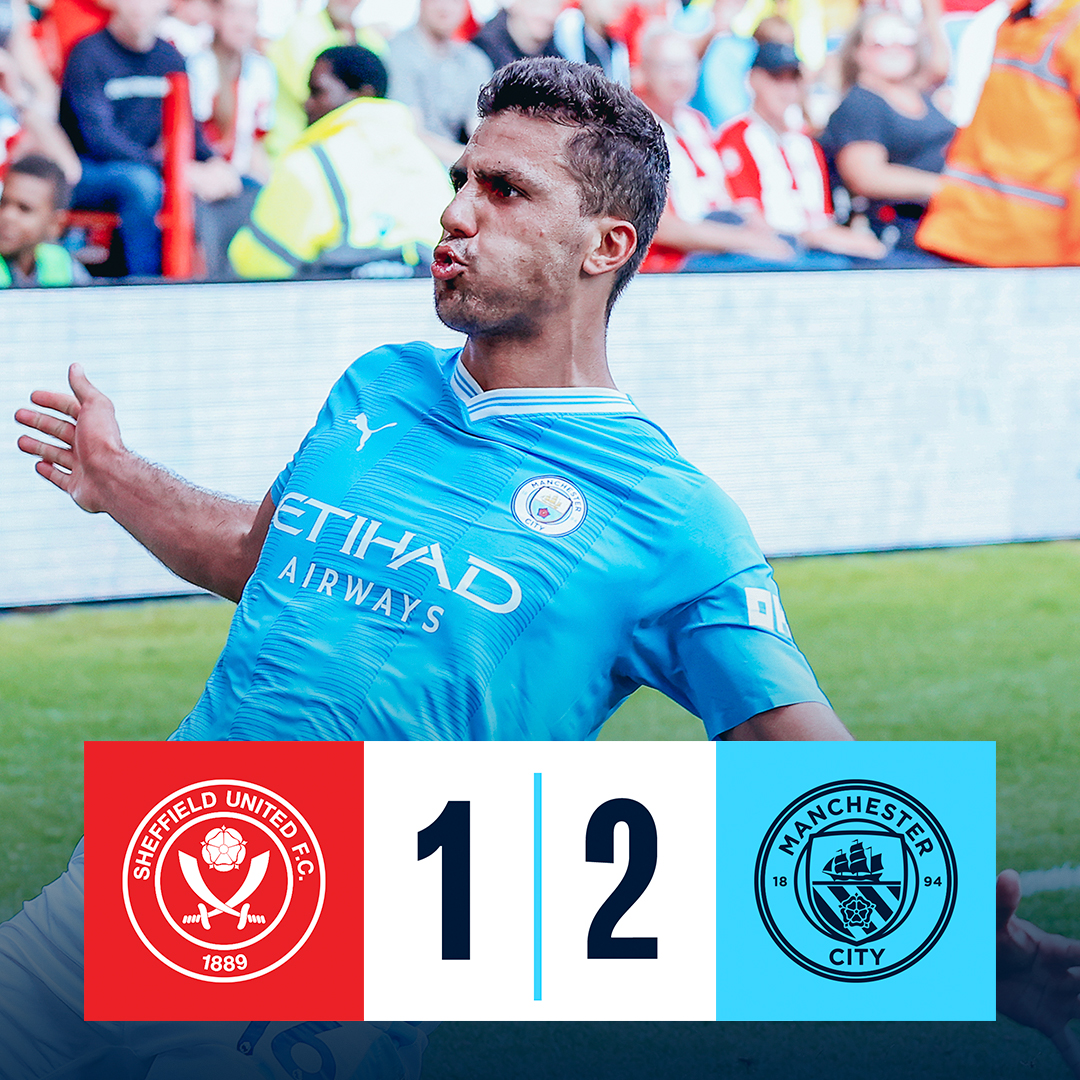 #OnThisDay: Sheffield United 1-2 #ManCity [2023] ⚽️ [85'] Jayden Bogle - ⚽️ [63'] @erling ⚽️ [88'] Rodri