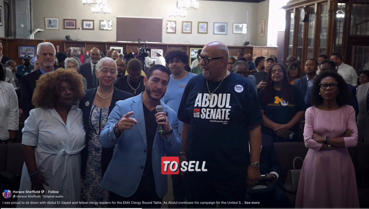 Here's video from this event that Detroit pastor Horace Sheffield held for Dr. Abdul El-Sayed today. El-Sayed has paid Sheffield $82,500 for "consulting," aka to try to buy Detroit's black vote. "Don't be a fool, vote for Abdul," says Sheffield.