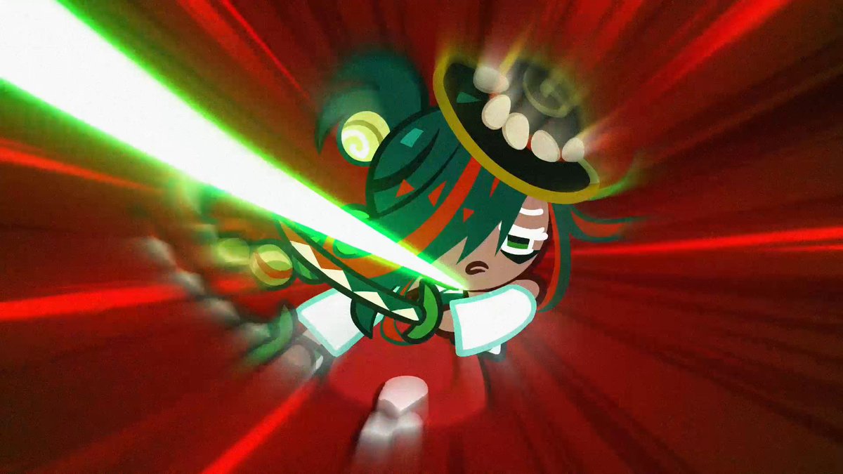 "You'd better get outta here before I start smashing everything! 🗡️💥" Scallion Kimchi Cookie's extra-spicy Scallion Blades will cut down even the most powerful of malicious spirits! Hurry up to meet her in the game, because the ritual won't wait for just any Cookie! 🏃♂️💨