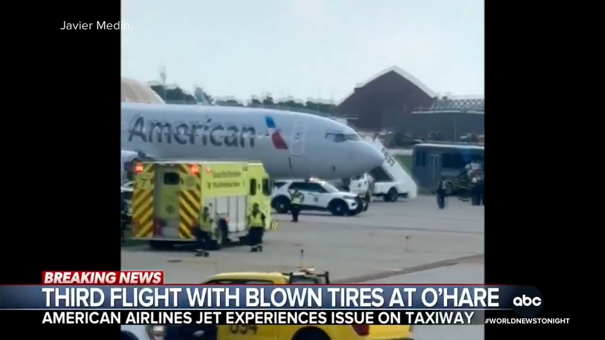 While pushing back from the gate at Chicago's O'Hare Airport, an American Airlines flight reported two blown tires, forcing passengers to deplane on the taxiway via stairs. It marks the third incident at the airport in recent days. Morgan Norwood reports.