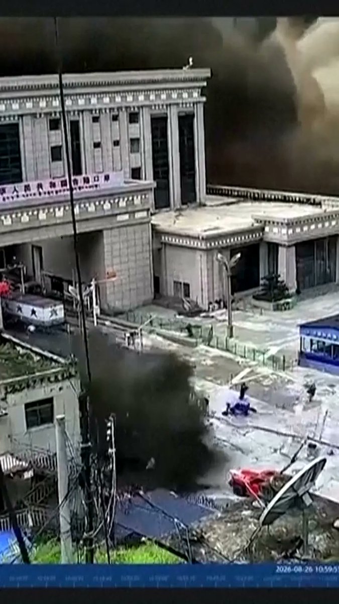 CCTV footage showed floodwaters and debris sweeping through Gyirong Port near the Nepal-China border on Wednesday, after massive flash floods struck the area.