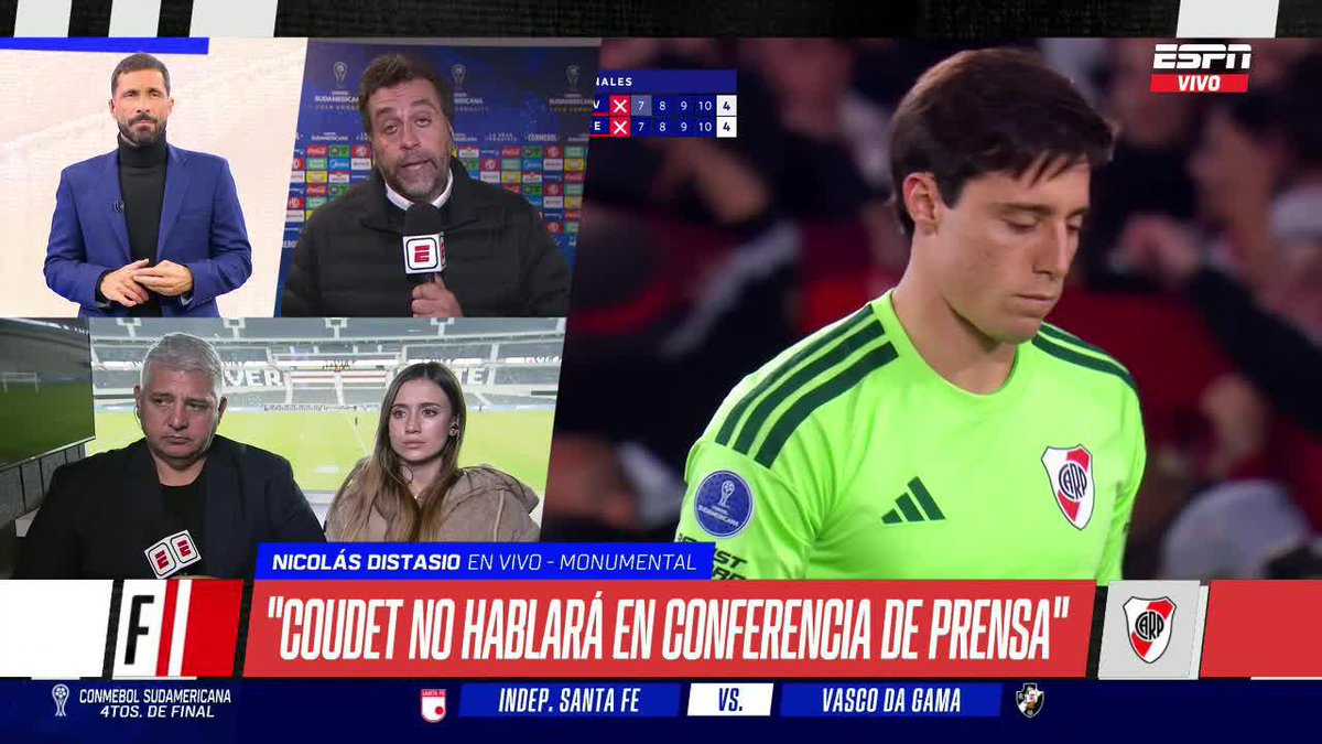⚪🔴⚪ NO HABLARÁ COUDET River suspendió la conferencia de prensa del Chacho tras la eliminación de la 🏆 CONMEBOL #Sudamericana. ¿Seguirá siendo el entrenador? ▶️ Mirá #ESPNF10 en el Plan Premium de #DisneyPlus