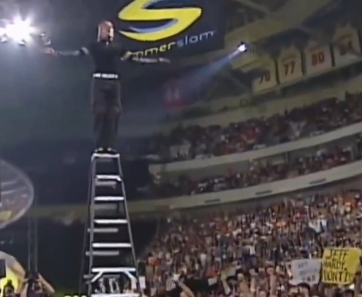 9 TOTAL TABLES WERE DESTROYED DURING THIS TLC MATCH 🤯 Christian was put through 1 table by the Dudleys Bubba Ray Dudley crashed through a stack of 4 tables Jeff Hardy broke 2 tables at ringside during a missed Swanton Matt Hardy went through 2 tables at ringside (2000)