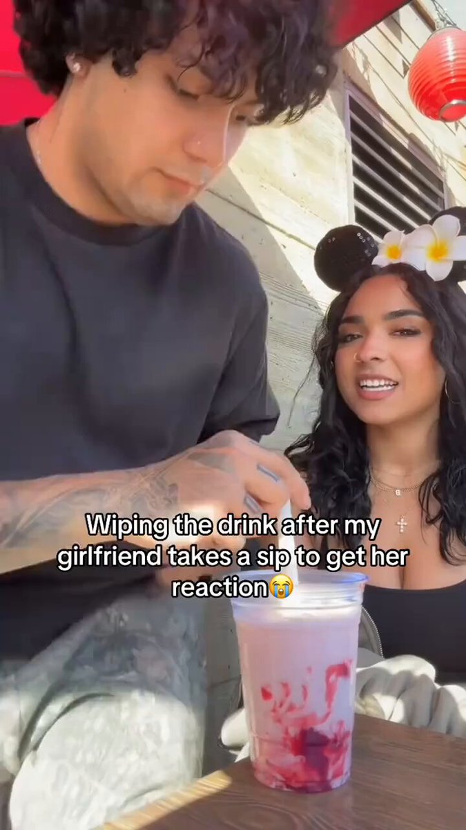 MEN wiping the drink after their partner takes a sip to see her reaction.