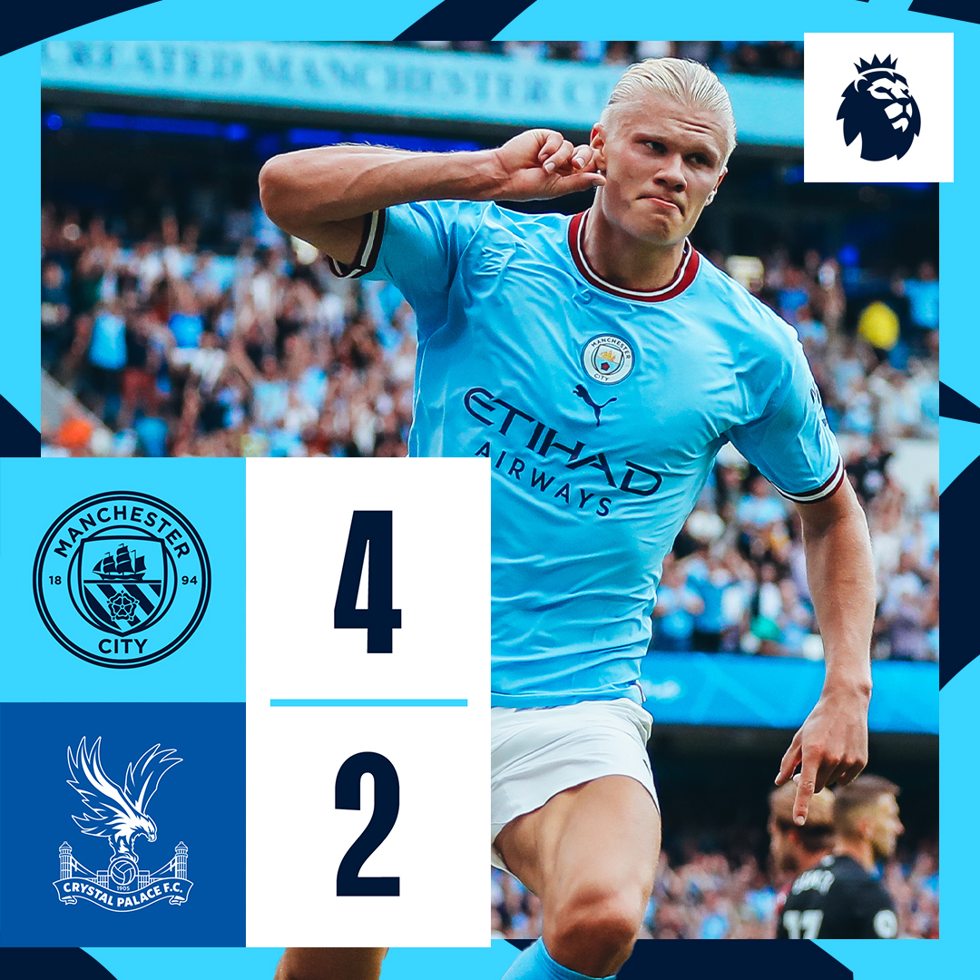 #OnThisDay: #ManCity 4-2 Crystal Palace [2022] ⚽️ [53'] Bernardo Silva ⚽️ [62', 70', 81'] @erling - ⚽️ [4' OG] John Stones ⚽️ [21'] Joachim Andersen