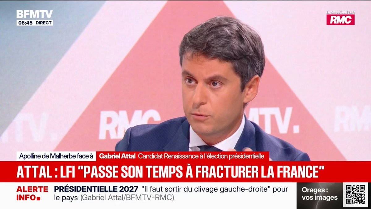 La France est attaquée. Indirectement par la Russie. Industriellement par la Chine. Moralement par les États-Unis. Je suis prêt à travailler avec tous ceux qui partagent ce constat et sont prêts à agir.