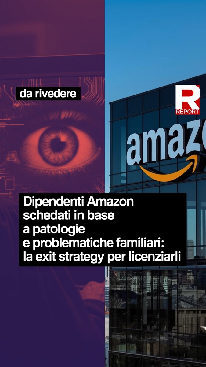 Nei magazzini Amazon di Passo Corese nel Lazio si raccolgono informazioni sui lavoratori. Report è entrato in possesso di un excel con l'elenco dei dipendenti, schedati in base a dati privati familiari e sanitari. Una “exit strategy” per licenziarli👇
