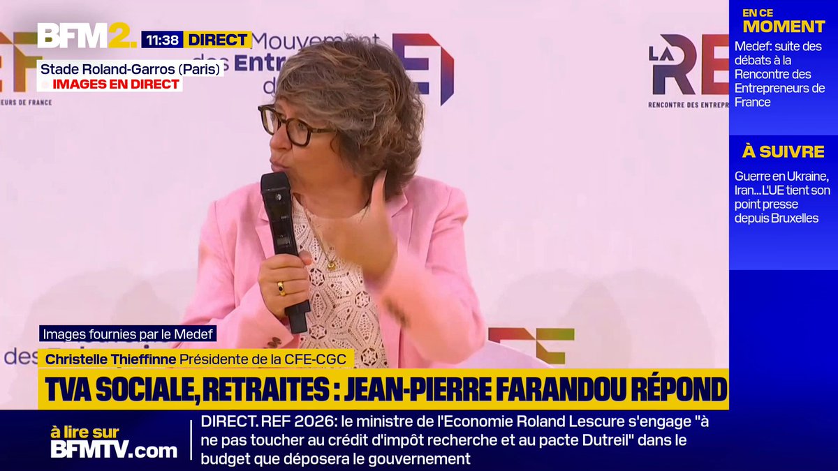 Désindexation des retraites: "On est en train de fragiliser notre système social", déclare la présidente de la CFE-CGC, Christelle Thieffinne #BFM2