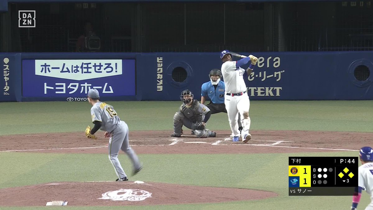 長打だけでなく巧打も 3試合連発中のサノー 今日は逆方向へ勝ち越しタイムリー ⚾️中日×阪神 #dragons #だったらDAZN