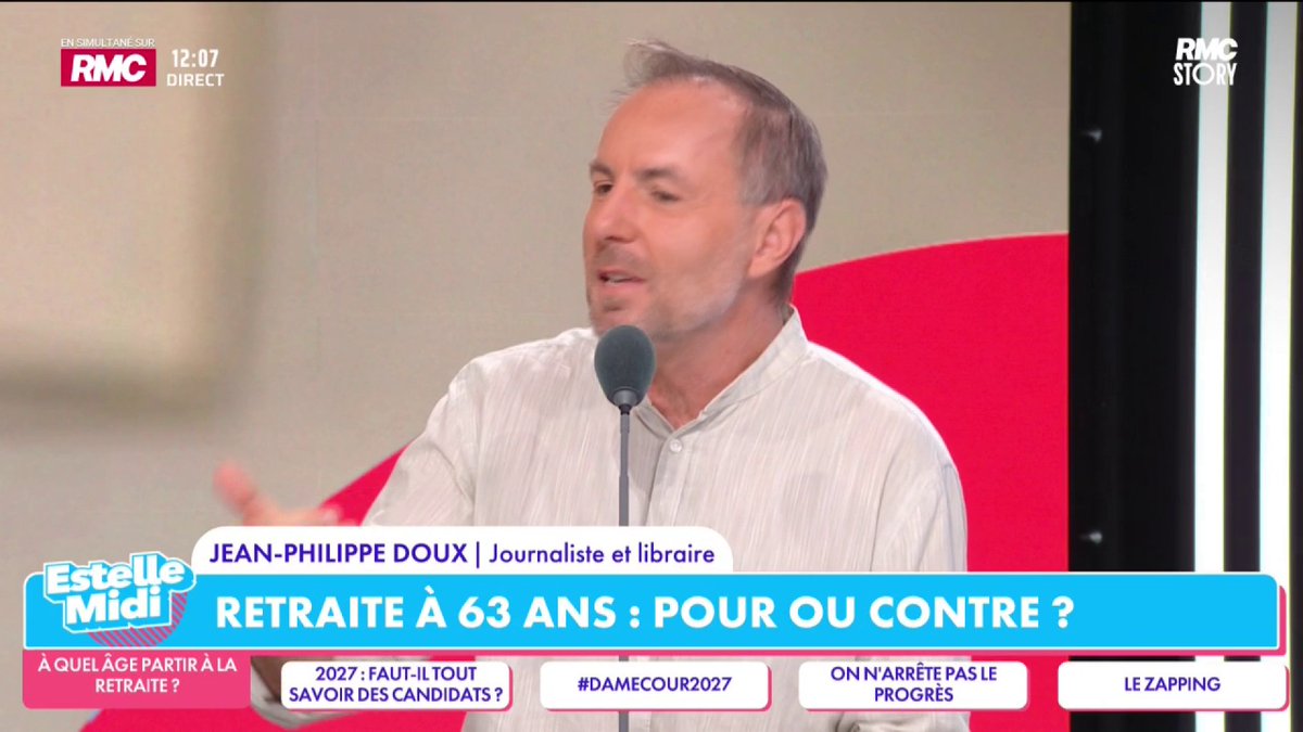 💶 Retraite à 63 ans 🎙️ Jean-Philippe Doux : "63 ans, c'est intenable ! Il faut aller beaucoup plus loin ! Il y a de moins en moins de cotisants par retraité... L'espérance de vie fait qu'on est de plus en plus nombreux à être retraités ! Le travail n'est pas qu'une punition"