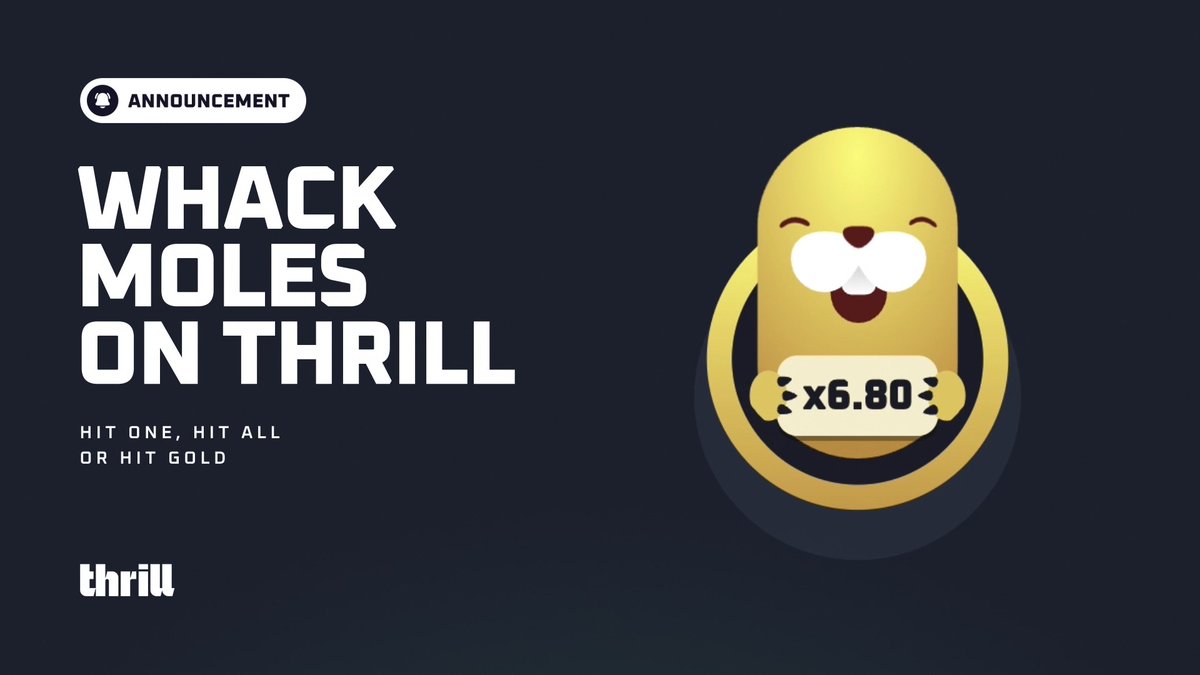 🚨 MOLES IS LIVE! 🔨💥 Our latest Thrill Original brings classic whack-a-mole nostalgia with a Thrill twist! 🔥 3 Ways to Play, 3 Ways to Win: ✨ Classic - Climb through up to 50 stages ✨ Find All - Clear the board and find every Mole ✨ Gold Hunt - Chase the legendary Golden Mole Choose your setup. Set your risk. Start whacking. 🕶️ 🎁 GIVEAWAY: Which mode are you trying first? Drop your answer + Thrill username below! 💸 $10 credited to 20 random winners to try out Moles!