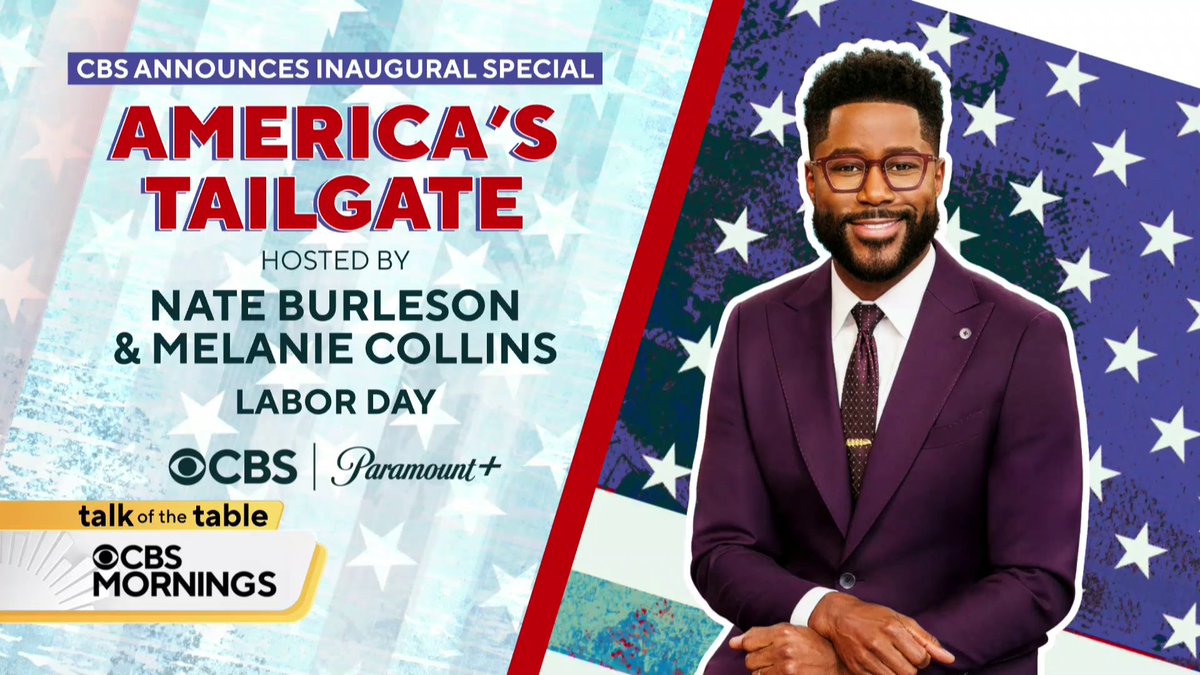Fall football is just around the corner — and Nathaniel E Burleson and CBS Sports’ Melanie Collins are celebrating with a new CBS special: “America’s Tailgate on CBS.” Watch some of the biggest names in music, like John Legend, Sheryl Crow and Gabby Barrett, and NFL MVP Josh Allen Monday, September 7 on CBS and Paramount+.