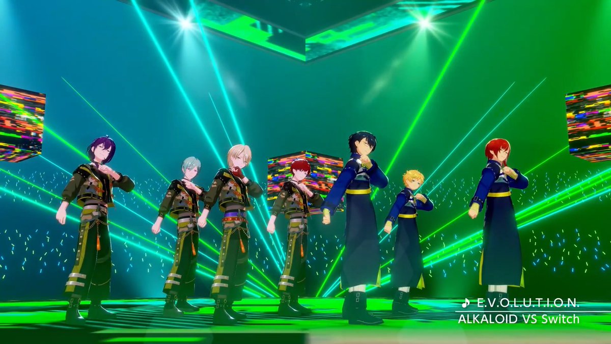 (8/10)【お知らせ】 『MM』では各ユニットの課題曲MVが登場! アプリでの登場に先行して『ALKALOID VS Switch』が歌う『E.V.O.L.U.T.I.O.N.』のMVを先行公開します❗ #あんスタ