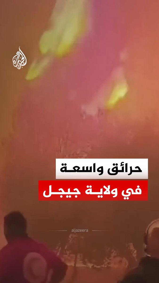 ألسنة اللهب تلتهم مساحات واسعة من الغطاء النباتي والمناطق الغابية الجبلية في بلدة تاكسنة بولاية جيجل إثر اندلاع سلسلة حرائق شرقي الجزائر #فيديو