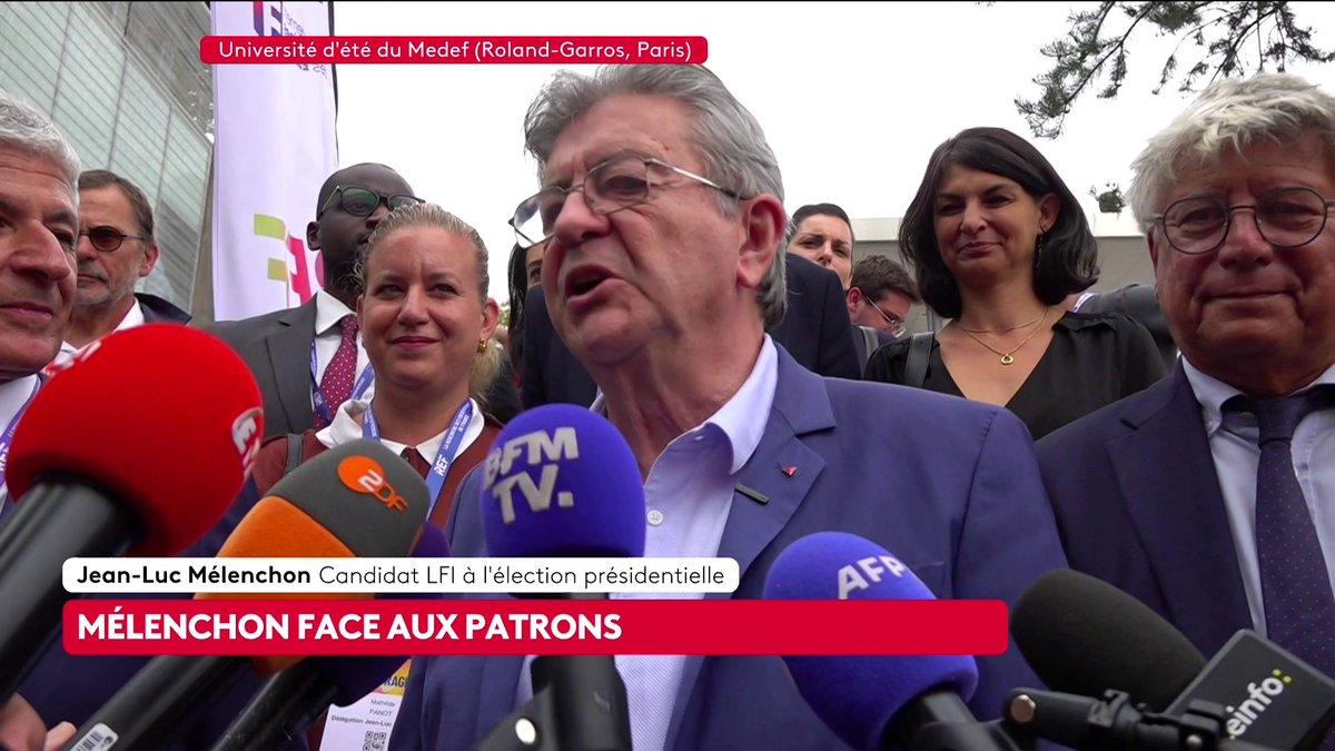 🔴 🗣Débat du Medef : "Si je suis élu ma présence s'impose à eux [...] et eux à moi puisque nous sommes compatriotes", déclare Jean-Luc Mélenchon avant le premier débat de la présidentielle devant les chefs d'entreprise. #canal16 #REF2026