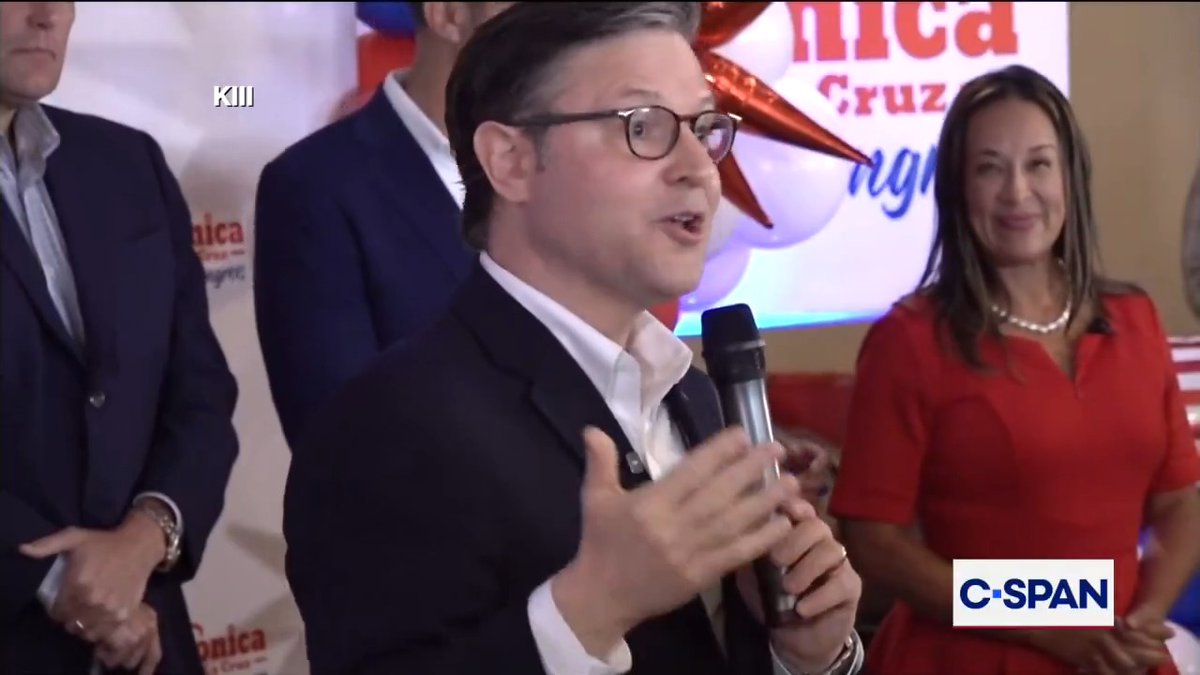 .Speaker Mike Johnson previews the midterm convention: "The president's gonna look right in the camera and say, I am on the ballot. Because even though his name isn't, right, his administration, his legacy, the America-first agenda is."