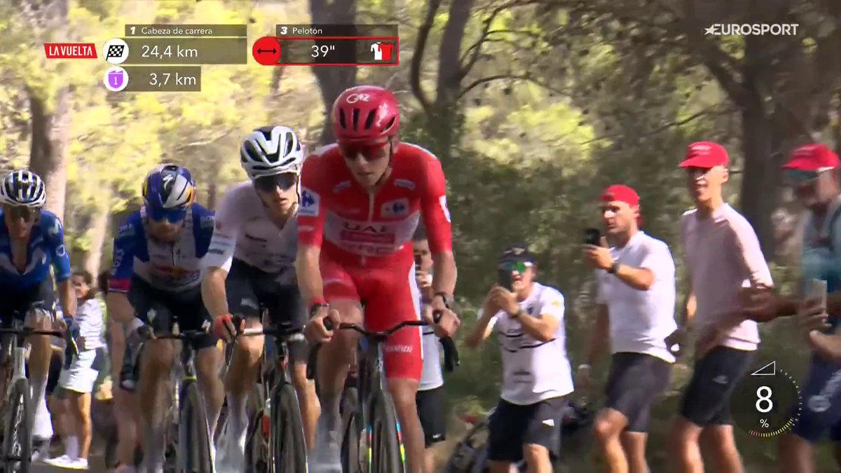 Si saben cómo se pone para qué le invitan 🙈 Nadie puede seguir a Pogacar en El Bartolo. #LaVuelta26 #LaCasadelCiclismo